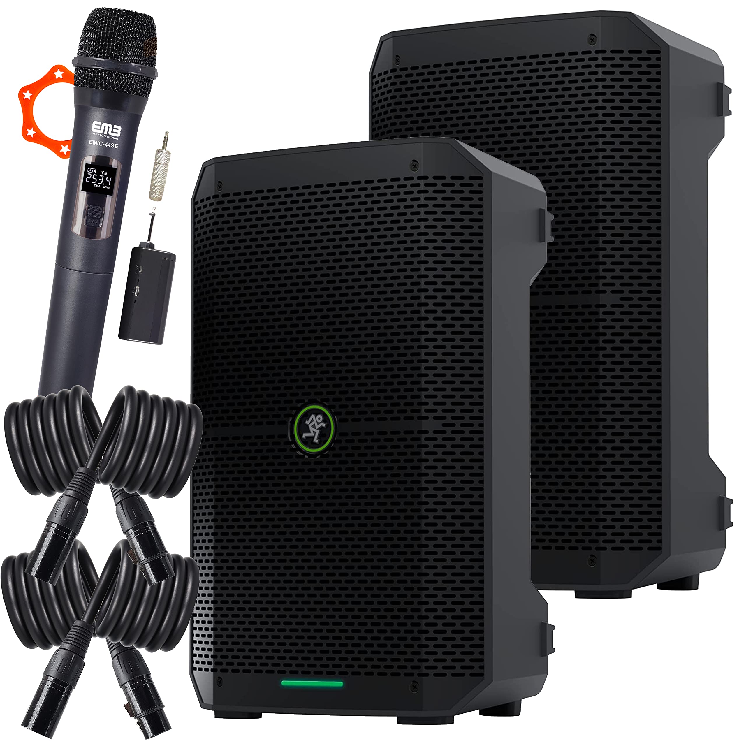 2X Mackie Thump Series, Thump GO 8-Inch Ultra-efficient Class-D Amplifier with Portable Battery-Powered Loudspeaker (Pair) with EMB Cable and EMB Wireless Microphone Bundle 2X Mackie Thump Series, Thump GO 8-Inch Ultra-efficient Class-D Amplifier with Portable Battery-Powered Loudspeaker (Pair) with EMB Cable and EMB Wireless Microphone Bundle